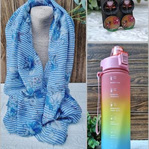 Motivational Bottle, Scarf & Earring Combo